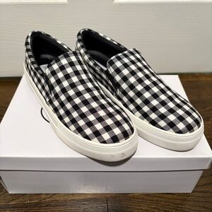 Steve Madden Black and White Gingham Slip-On Sneakers